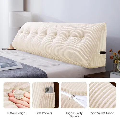 Miniatura 3 de SLIGUY Almohada Grande para Cabecero, Almohada de Cuña para Cabecero, Cojín de Descanso en Cama, Almohada de Lectura Triangular para Sentarse