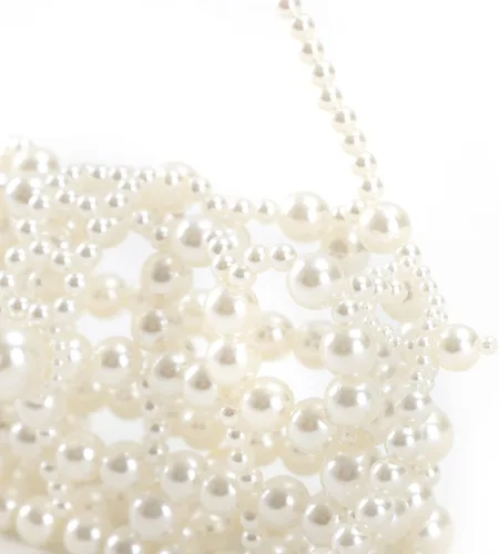 Miniatura 5 de YUSHINY - Bolso cruzado de acrílico con cuentas de perlas para mujer, hecho a mano, hueco para teléfono celular, Blanco