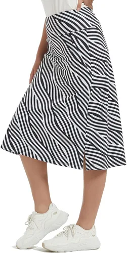Miniatura 41 de NOOYME Falda pantalón de 28 pulgadas para mujer con 3 bolsillos, modesta, longitud hasta la rodilla, atlética, midi