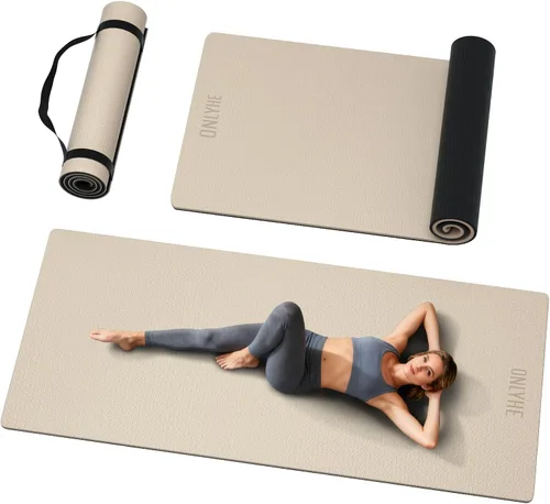 Miniatura 8 de Tapete de yoga extra largo y ancho para hombres y mujeres altos, 2.992 x 1.283 x 0.276 in, TPE de alta densidad antideslizante en ambos lados