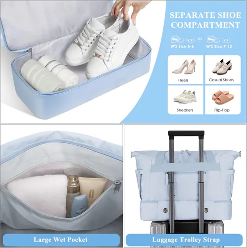 Miniatura 5 de Bolsa de lona de gimnasio para mujer, Azul Patchwork