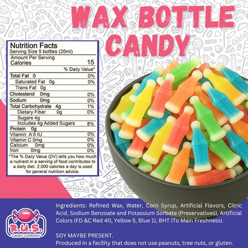 Miniatura 2 de Dulces de cera de botella estilo antiguo – Paquete al por mayor de 1 libra – 5 sabores afrutados