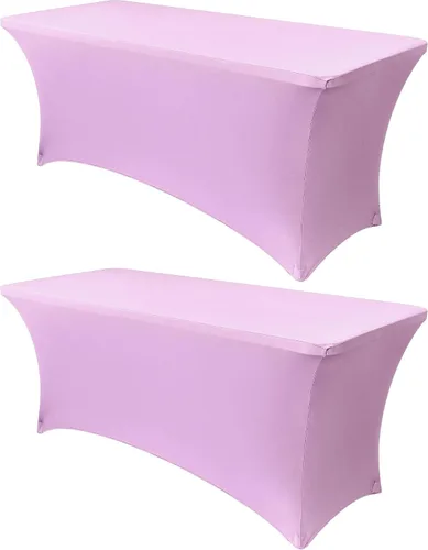 Miniatura 29 de Obstal Funda de mesa de elastano elástica de 4 pies para mesas plegables estándar, paquete de 2 manteles rectangulares universales ajustables