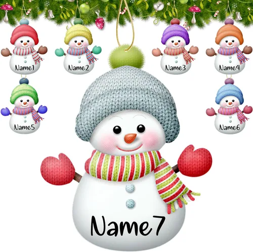 Miniatura 10 de 7 adornos de Navidad personalizados con nombre personalizado muñeco de nieve para árbol de Navidad, decoraciones colgantes regalos personalizados