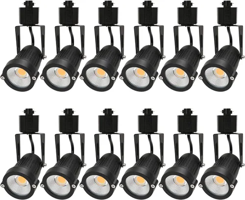 Cabezales de iluminación de pista de 12 W, cabezales de luz de riel H para acento, tareas, obras de arte minoristas, luces negras de 110 V tipo H