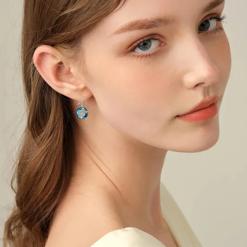 Miniatura 11 de POPKIMI Bonitos aretes colgantes de animales, joyería de animales, regalos de cumpleaños y Navidad para mujeres, aretes de ópalo de cristal de plata