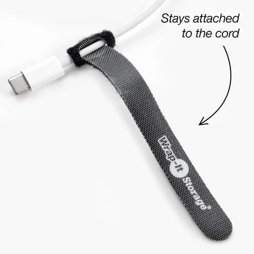 Miniatura 2 de Bridas de cable autoadheribles de Wrap-It Storage, negras, correas de 12.7 cm (paquete de 50) – Bridas de cable reutilizables con gancho y bucle