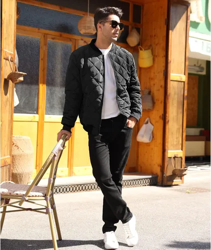 Miniatura 4 de Chaquetas de bombardero para hombre, acolchado de diamante, para otoño e invierno, abrigo ligero
