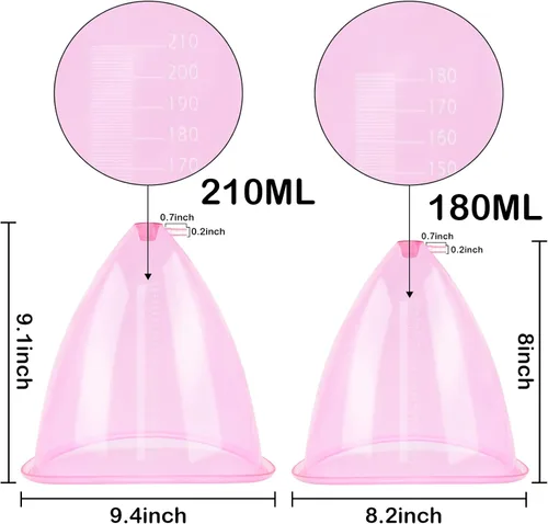 Miniatura 2 de weiwei Ventosas para glúteos de 7.1 fl oz y 6.1 fl oz, accesorios para máquina de ventosas de terapia de vacío XL, tazas de vacío para glúteos