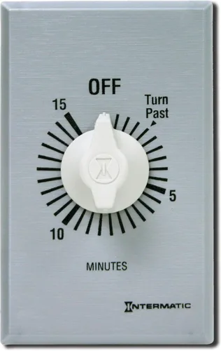 Intermatic FF415M Temporizador de pared con resorte de 15 minutos DPST sin retención, mejora la eficiencia energética con compatibilidad universal,