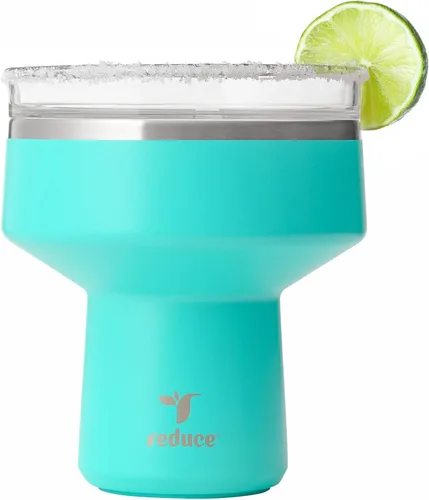 REDUCE Saltini - Vaso de cóctel de 16 onzas, vaso aislado de Margarita con tapa, mantiene las bebidas frías durante 10 horas, alternativa al vidrio