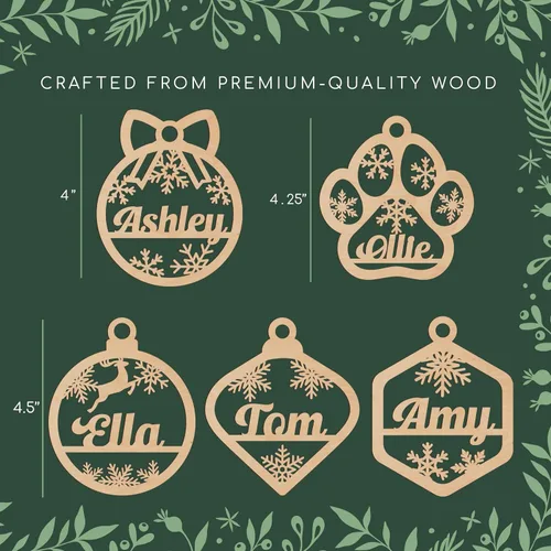 Miniatura 2 de Personalized Christmas Ornaments w/Name, Lamp Shaped, 4.5", Engraved Snowflake Ornaments for Christmas Tree, 2024 Xmas Ornament with Optional Gift