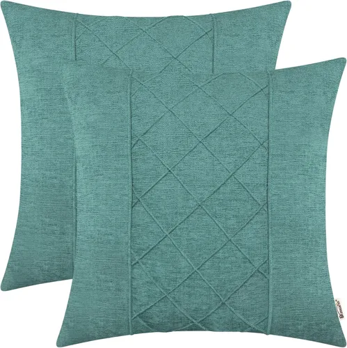 Miniatura 41 de BRAWARM Fundas de almohada 40x40 cm - Paquete de 2 fundas de almohada de chenilla negra, fundas de almohada de chenilla suave teñida sólida