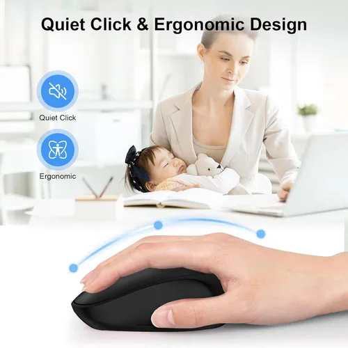 Miniatura 3 de Ratón inalámbrico, 2.4 G silencioso para computadora con receptor USB, 800/1200/1600 DPI, 4 botones, portátil óptico inalámbrico USB