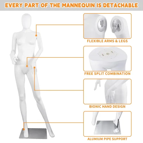 Miniatura 3 de Maniquí femenino de cuerpo completo maniquí torso vestido forma de vestido de costura modelo 70 pulgadas vestido ajustable maniquíes forma de ropa
