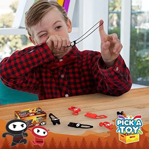 Miniatura 4 de PICK A TOY Juguetes ninja para niños y niñas, suministros de recuerdos de fiesta, ninjas voladores elásticos, 24 piezas, juguetes de tirachinas