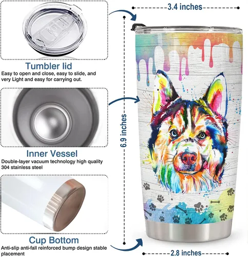Miniatura 2 de Regalos para los amantes de los husky – Taza de acero inoxidable de 20 onzas, regalo divertido y único para dueños de perros husky, perfecto