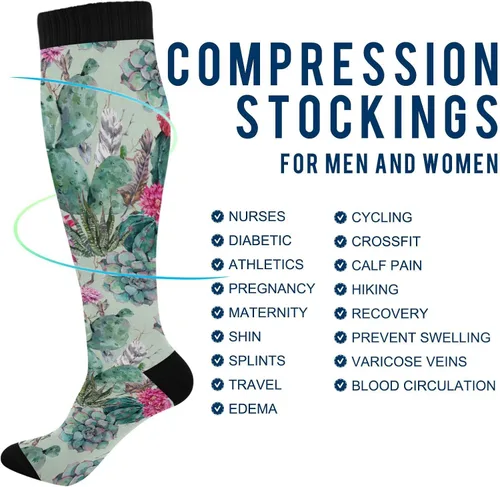 Miniatura 4 de KLL Calcetines de compresión para mujeres y hombres, calcetines largos de circulación, ideales para atletismo, correr, ciclismo, enfermeras