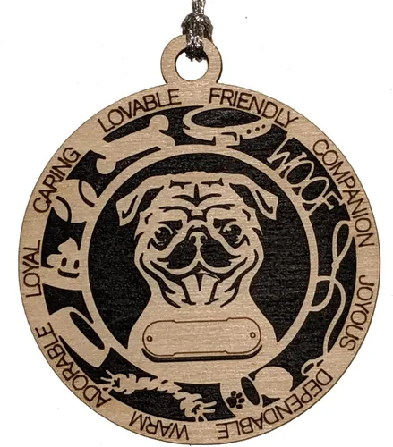 Miniatura 65 de Adorno de Navidad personalizado de madera para perro de 3 pulgadas, nombre y texto personalizables, hecho a mano en Estados Unidos, diseño de corte