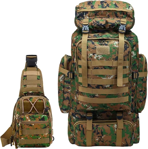Miniatura 8 de JUMAHE Mochila de Senderismo de 100L para Hombres - Mochila Rucksack Molle Militar Táctica Impermeable Ligera de Camping Paquete de Asalto de 3 Días