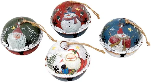 Adorno para árbol de Navidad, de metal, rústico, cascabel, adorno colgante con muñeco de nieve, Papá Noel, campanas decorativas de trineo, Juego de
