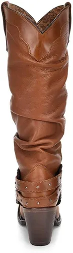 Miniatura 5 de Cuadra Botas vaqueras de moda para mujer, color dorado, cuero de vacuno, hechas a mano, tallas de 6 a 9.5, Marrón