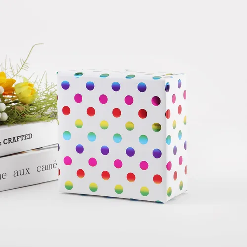 Miniatura 5 de Miss DuiDui Rollo de papel de regalo de puntos, 17 x 315 pulgadas, papel de regalo con diseño de puntos de aluminio coloridos para fiestas