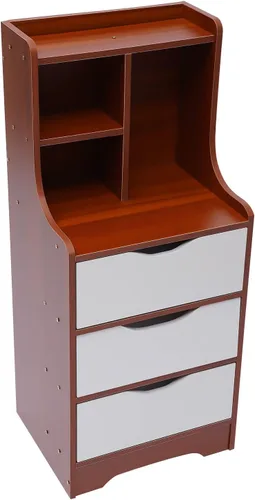 Miniatura 10 de Cómoda de 3 cajones con almacenamiento superior, mesita de noche, mesita de noche, armario de almacenamiento con estante abierto, amplio espacio