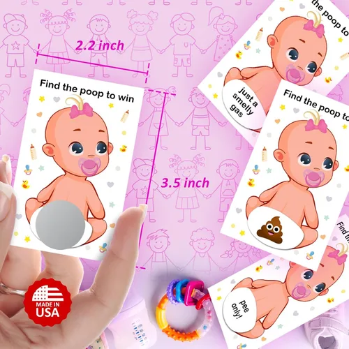 Miniatura 2 de RokAPary Baby Shower Girl Scratch Off Poop Game, encuentra la caca para ganar, juegos tontos fáciles de jugar, idea divertida, actividad