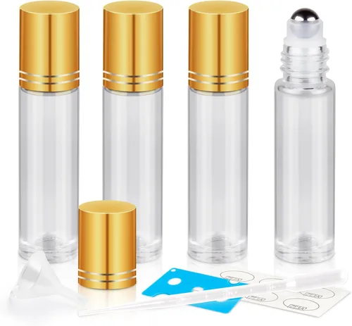 Miniatura 16 de Botellas enrollables de 0.3 fl oz para aceites esenciales, botellas de vidrio enrollables, botella de perfume recargable, con bolas de rodillo