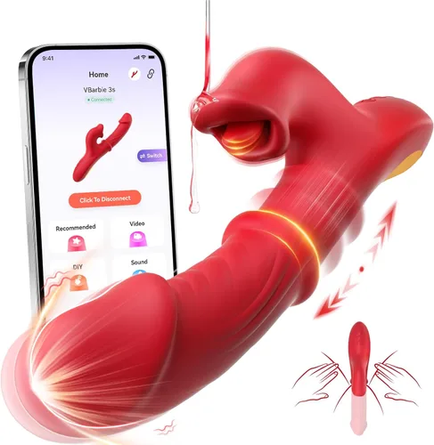 Toendi Vibrador de empuje juguetes sexuales, consoladores para adultos, vibrador de punto G con anillo deslizante, consolador de empuje 7 10 lamer