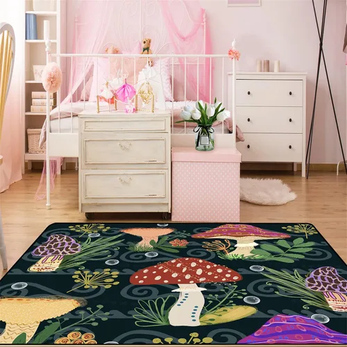 Miniatura 4 de Alfombra de gatos de dibujos animados para niñas, bonita decoración de habitación de niños, alfombra con temática de animales azules, alfombra ultra