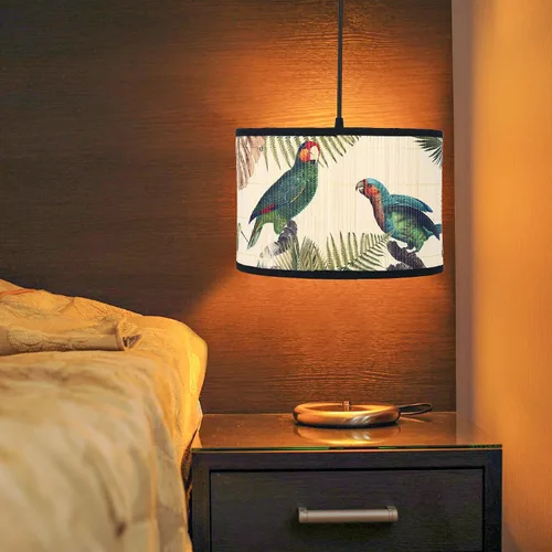 Miniatura 7 de Bioaqua - Lámpara colgante de bambú con cable enchufable (15 pies), lámpara colgante de macramé estilo bohemio con patrón, luces colgantes bohemias