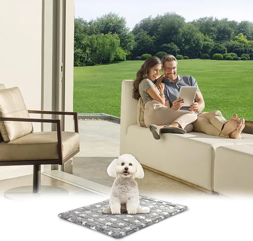 Miniatura 6 de KROSER Alfombrilla para Jaula Reversible (Fría y Cálida), Lavable a Máquina, para Perros Pequeños a XXX-Grandes, Gris, Azul Marino