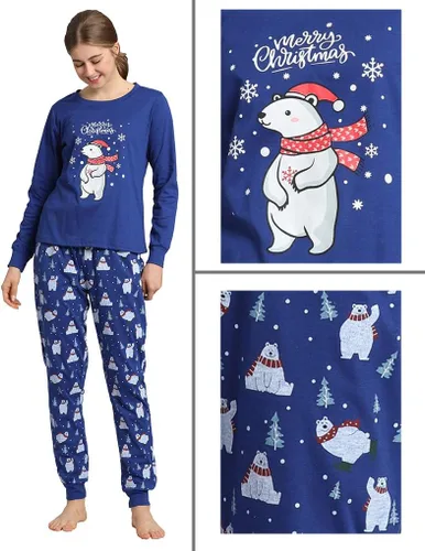 Miniatura 5 de Hupohoi - Conjunto de pijamas a juego para toda la familia lindo oso polar ropa para dormir navideña.