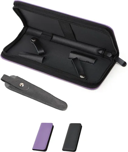 Miniatura 7 de LAKE OF FIRE Estuche para tijeras con una funda de cuero y cremalleras para un almacenamiento seguro y protección mejorada (negro + gris)