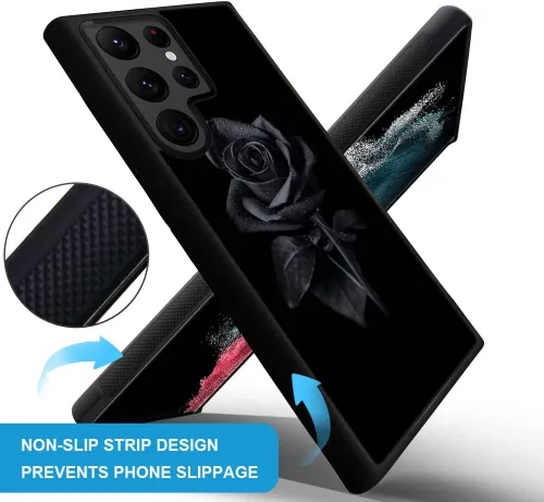Miniatura 3 de DJSOK Funda compatible con Samsung Galaxy S22 Ultra, diseño con patrón de parachoques trasero, esquinas reforzadas antiarañazos, caver de TPU suave