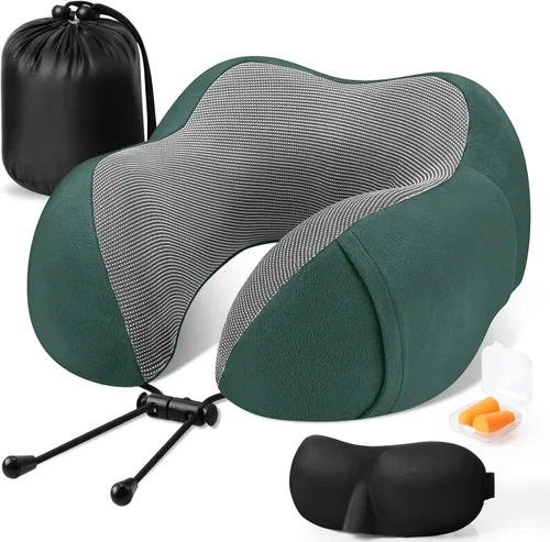 Miniatura 15 de CloudBliss Almohada de viaje de espuma viscoelástica de alta calidad, almohada cervical cómoda y de apoyo, almohadas cervicales para viajar