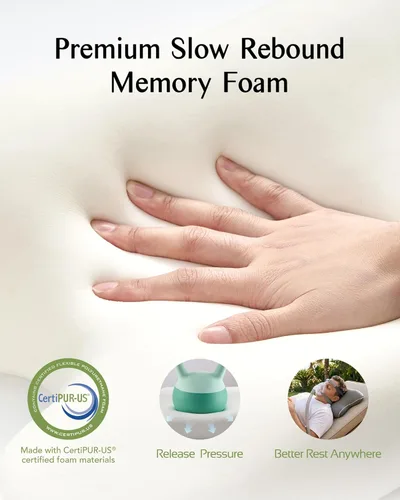 Miniatura 7 de Almohada de espuma viscoelástica CPAP, almohada de viaje pequeña para todos los usuarios de CPAP con funda refrescante y lavable, almohada de cuello