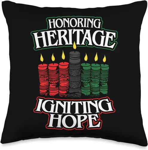 African American Pride & Kwanzaa by NLTS Kwanzaa Candles Honoring Heritage Igniting Hope Throw Pillow, 16x16, Multicolor