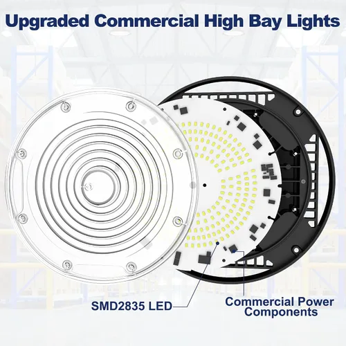 Miniatura 9 de CINOTON Luz LED UFO de Bahía Alta de 100W, Luces LED de Aluminio para Tienda con 15000LM, Iluminación de Bahía Comercial de 5000K para Almacén