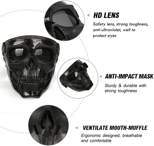Miniatura 2 de Outamateur Máscara de calavera para montar en carretera, gafas de moto UV