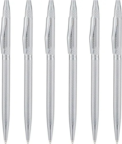 Miniatura 11 de Wikult 6 piezas de bolígrafos de metal fino dorado, punta media de 1mm, tinta negra de escritura suave, para negocios, oficina, profesor