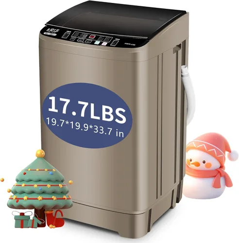 Krib Bling Lavadora completamente automática de 17.7 libras con bomba de drenaje, lavadora compacta, programa de 10 lavados y 8 niveles de agua,
