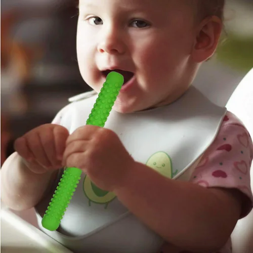 Miniatura 7 de Tubos de dentición huecos para bebés, niñas y niños, paquete de 6 tubos de silicona para bebés con mordida de lactancia, pajitas masticables