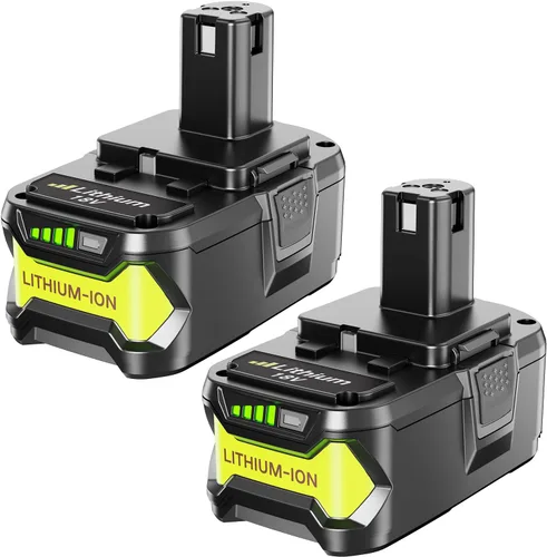 Paquete de 2 baterías de repuesto recargables rápidas de litio de 18 V 5.0 Ah, compatible con herramientas eléctricas Ryobi de 18 V One+ y cargador
