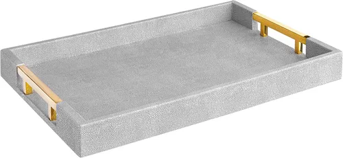 Miniatura 29 de Home Redefined - Moderna y elegante bandeja rectangular de 17.5 x 12 pulgadas, estilo shagreen, color azul bebé claro, con aspecto de cuero falso