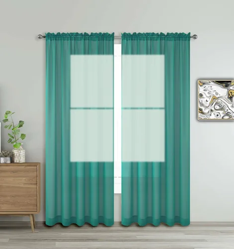 Miniatura 36 de WPM - Cortinas traslúcidas de gasa transparente con bolsillo para barra, 2 paneles de cortinas traslúcidas para dormitorio, cocina, sala de estar