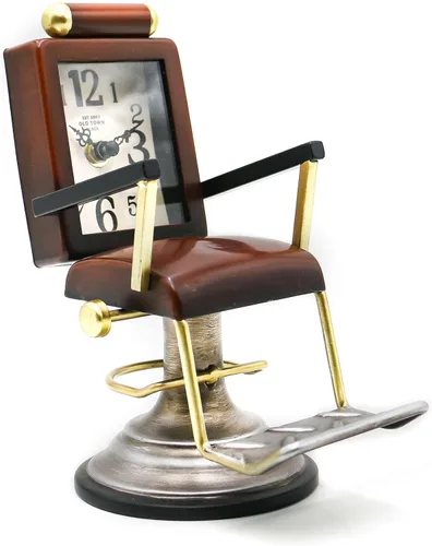 Reloj de escritorio YOUKI de bronce para barbero, reloj para peluquero y estilista, ideas de regalo, reloj de mesa único con batería, decoración del