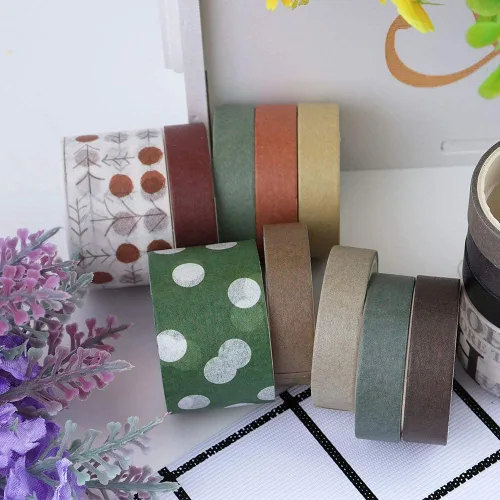 Miniatura 9 de Basic Collection - Juego de 100 rollos de cinta adhesiva de color sólido de 0.39/0.98 pulgadas de ancho, cinta adhesiva para decoración de arte